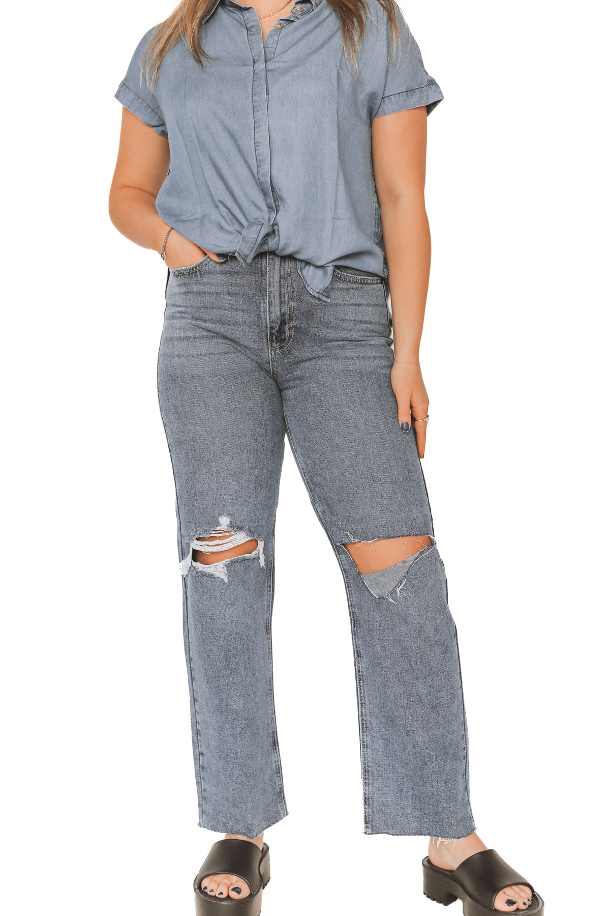 Buy ONLY Solid Cotton Straight Fit Girls Jeans