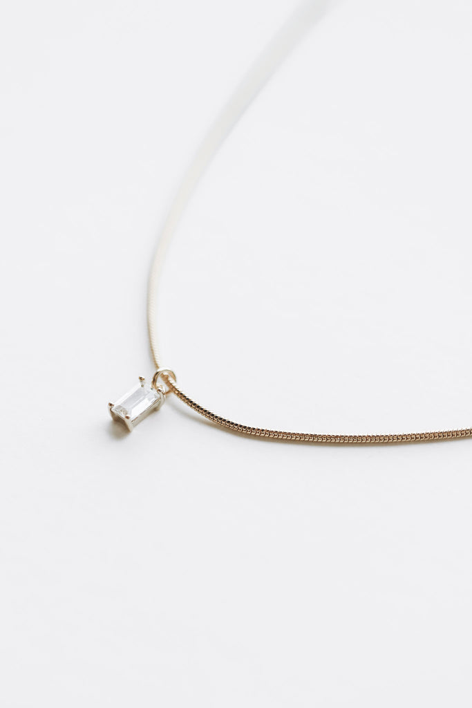 SNAKE CHAIN BAGUETTE CHARM NECKLACE