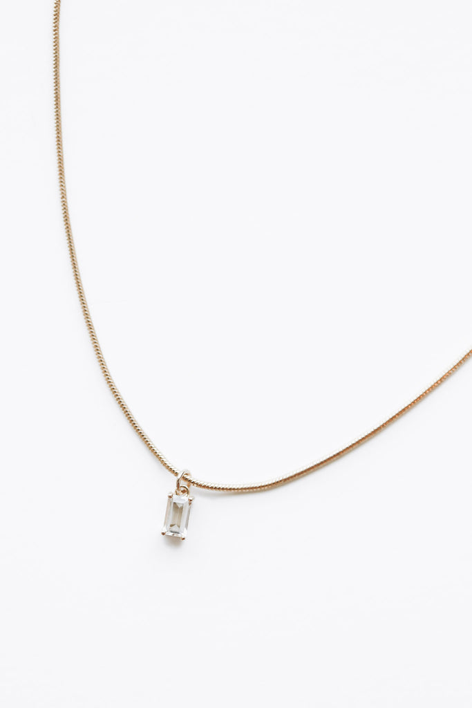 SNAKE CHAIN BAGUETTE CHARM NECKLACE