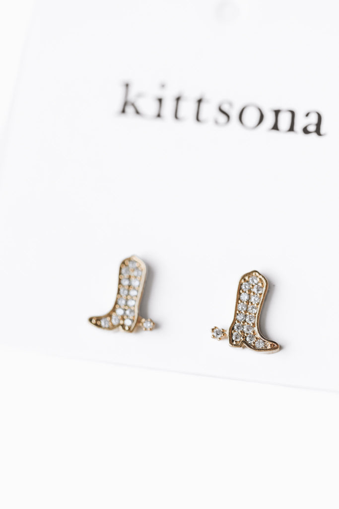 14K GOLD DIPPED COWGIRL BOOT STUD EARRINGS