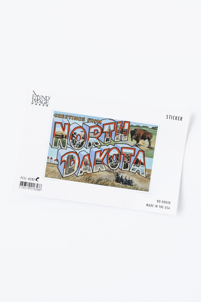 VINTAGE IMAGE STICKER · GREETINGS FROM ND