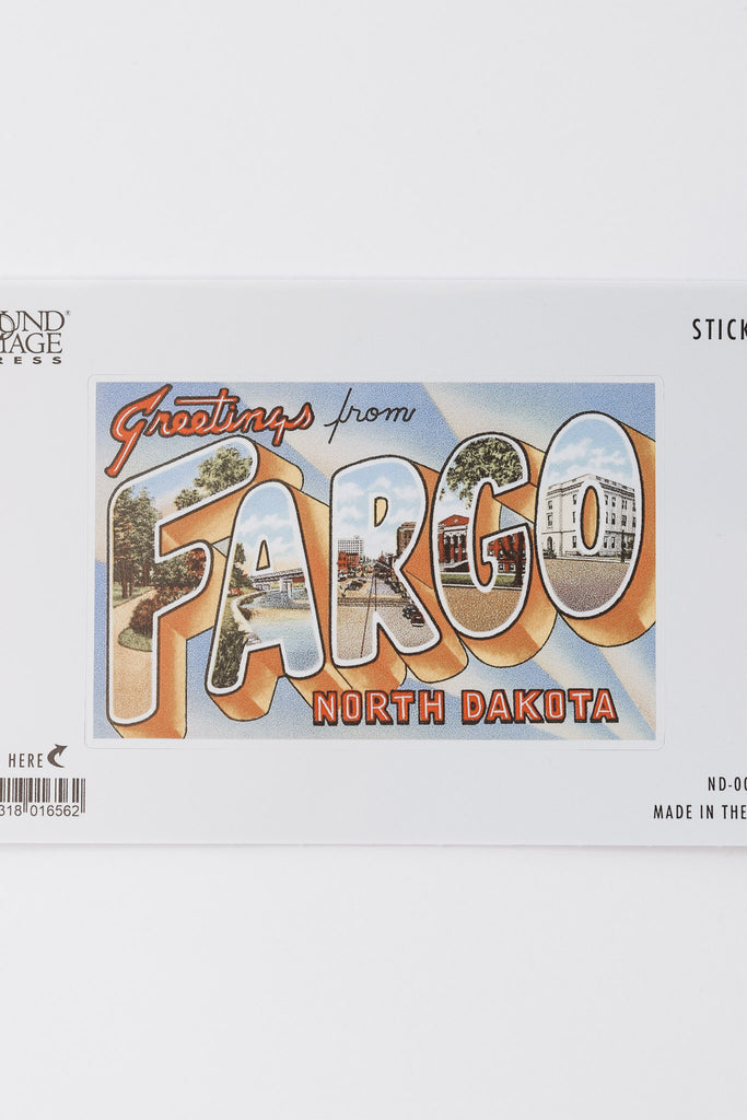 VINTAGE IMAGE STICKER · GREETINGS FROM FARGO