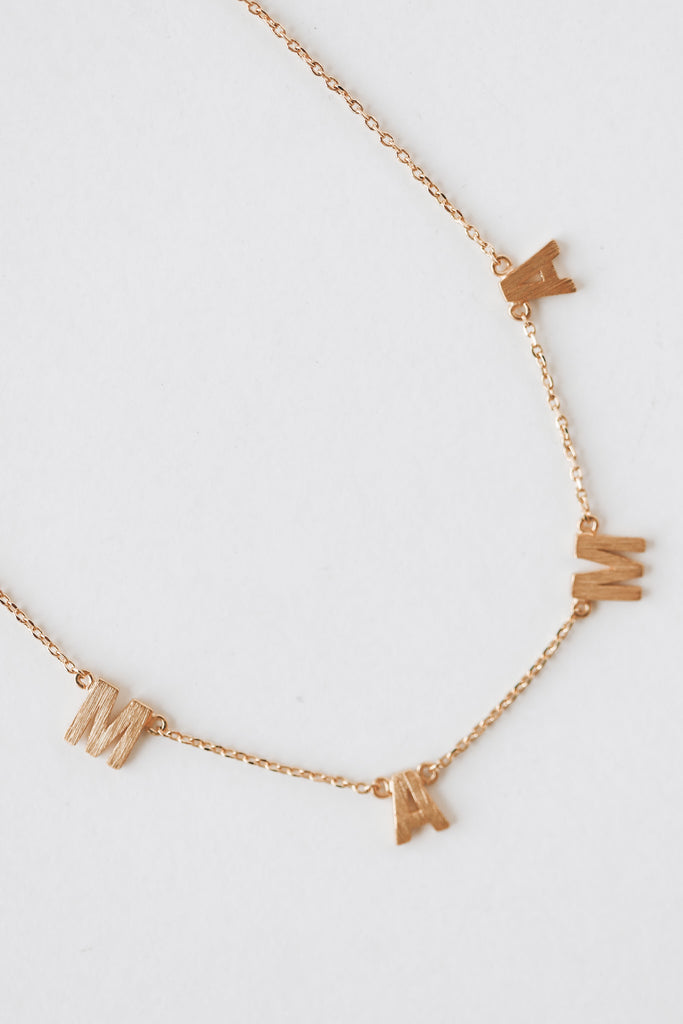 GOLD DIPPED MAMA STATION CHARM NECKLACE