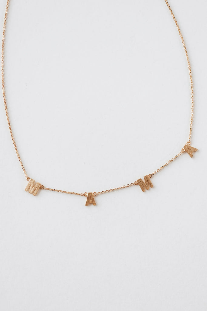 GOLD DIPPED MAMA STATION CHARM NECKLACE