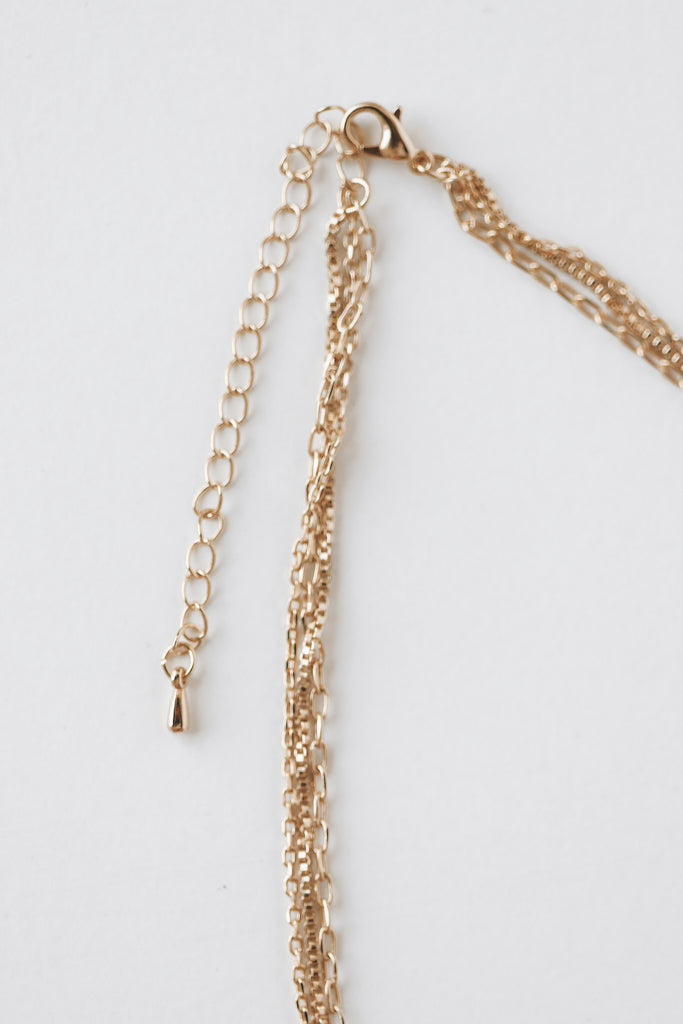 PEARL PENDANT LAYERED CHAIN NECKLACE