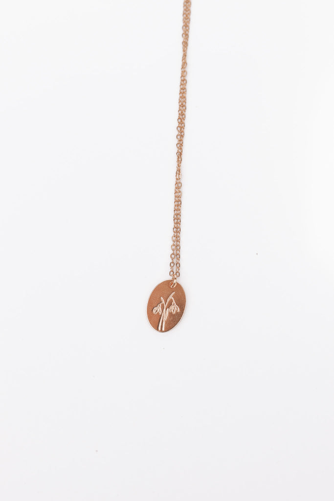 BIRTH MONTH STAMPED FLORAL NECKLACE