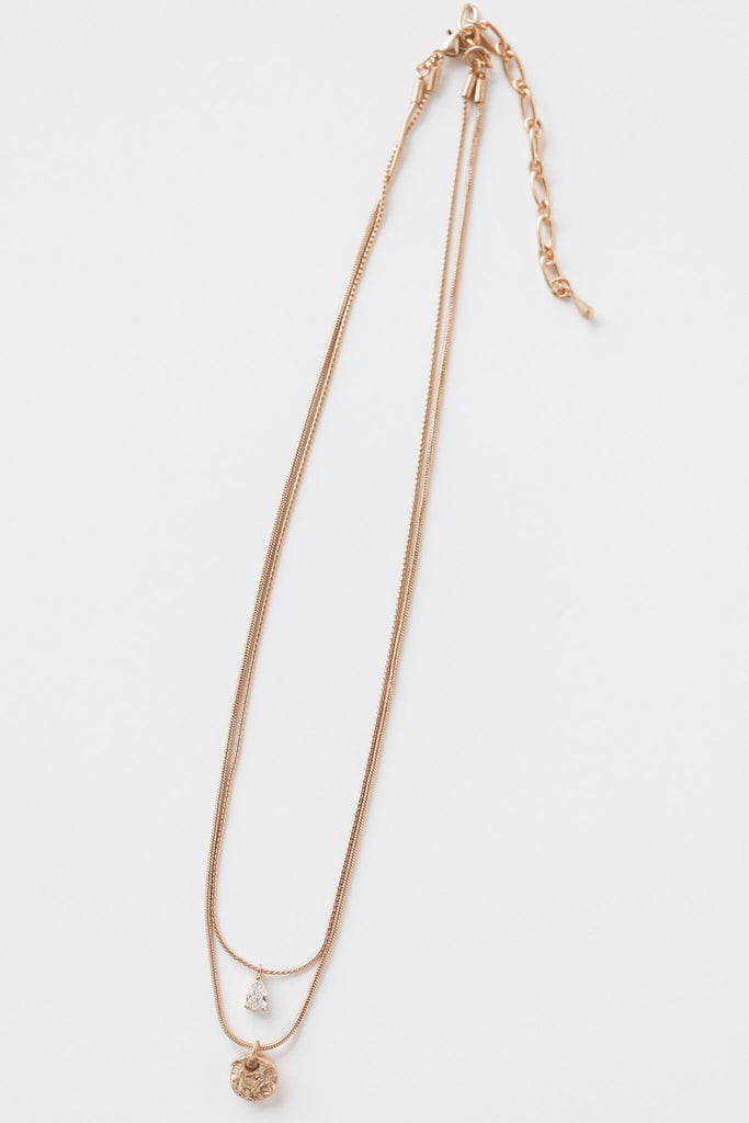 ROPE CHAIN TEARDROP LAYERED NECKLACE