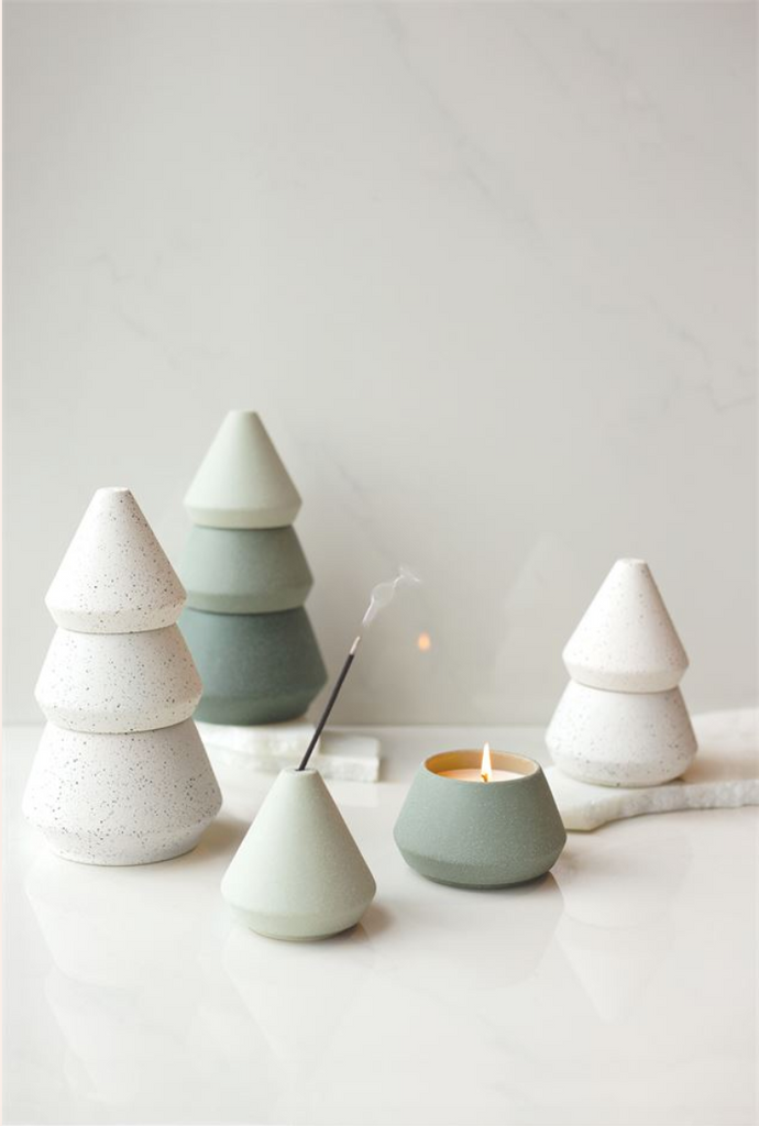 CYPRESS + FIR WHITE TREE CANDLE STACK