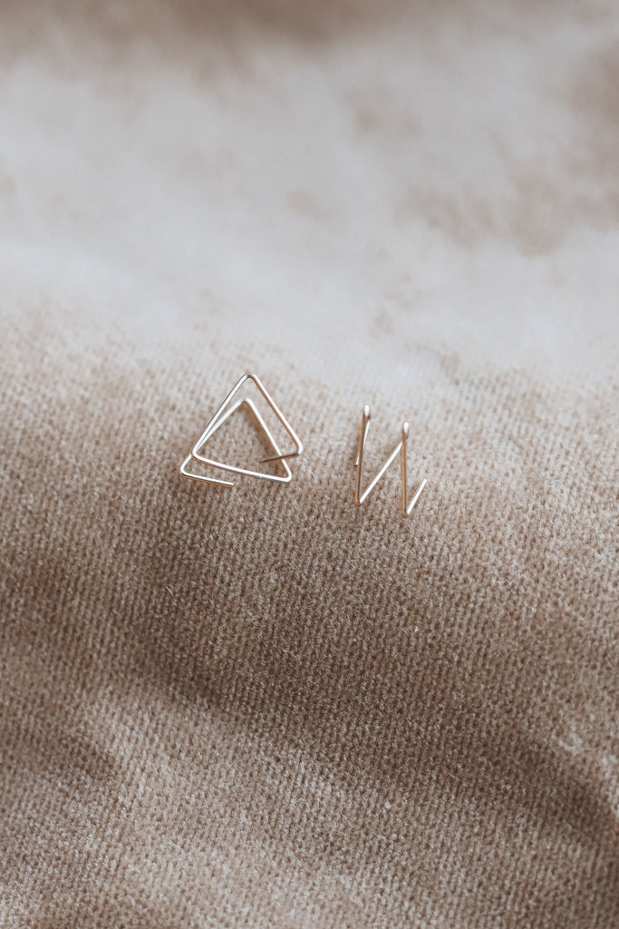 TRIANGLE SPIRAL DOUBLE THREADER EARRINGS